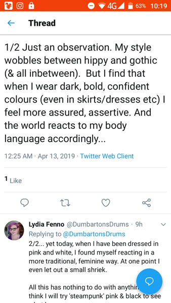 Female = letting out a small shriek because wearing pink