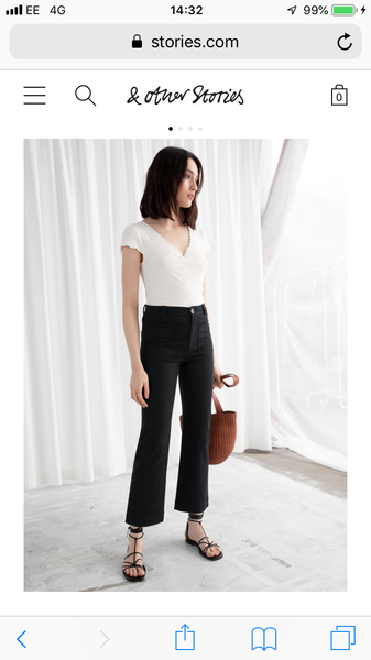 Searching for slightly cropped flared jeans/trousers