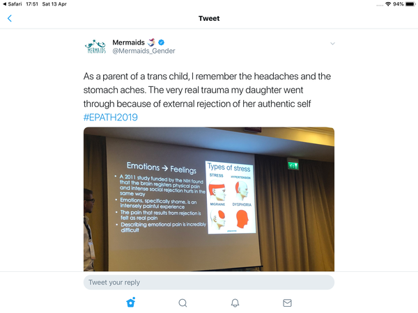 “Symptoms of gender dysphoria” a mermaids tweet.