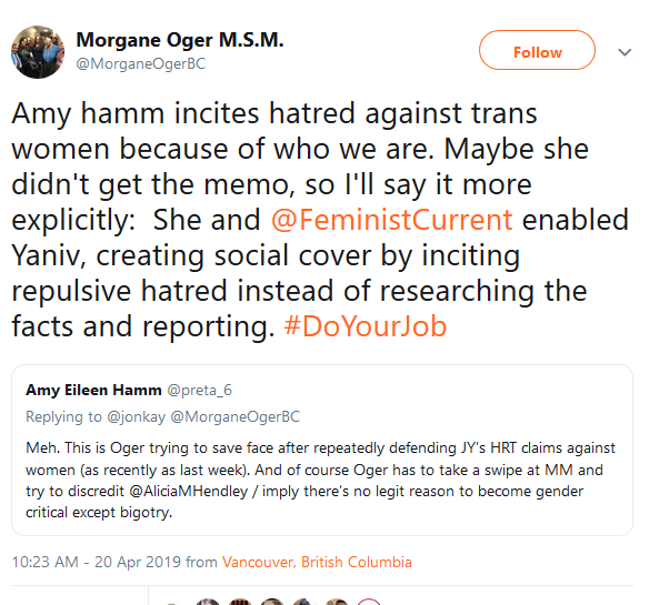 Morgane Oger calls out JY