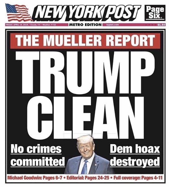 The damning Mueller Report is out - but Trump thinks he’s exonerated (Trump thread 93)
