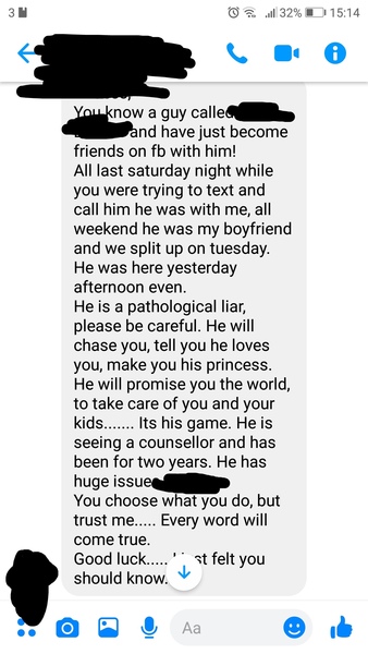 Received anonymous letter about my new bf. WWYD?