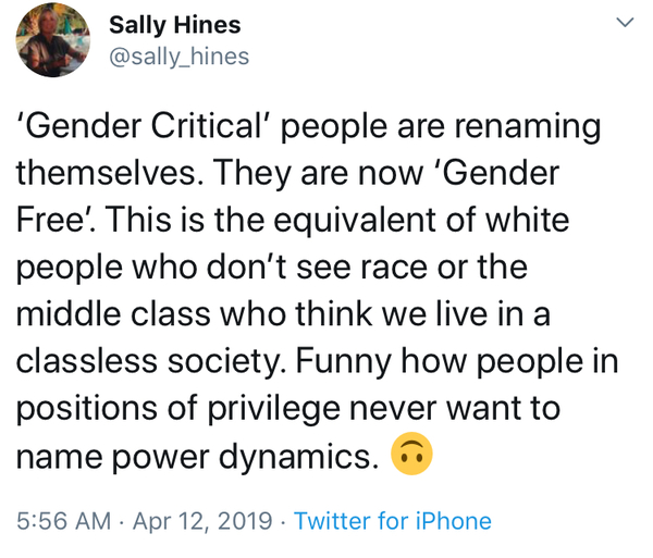 Update: identifying as non-binary for work award