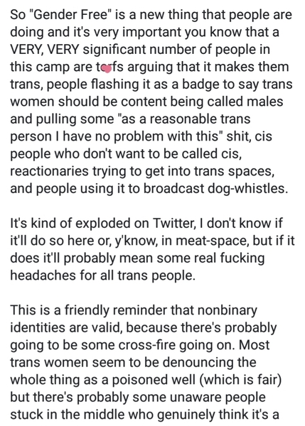 Update: identifying as non-binary for work award