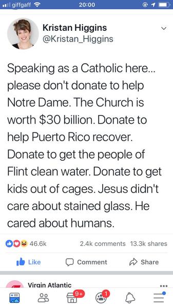 To think there are better things to donate €100m to than rebuilding Notre Dame?