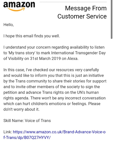 Amazon Alexa gets 'my trans story' about how life is so great since having the FTM op