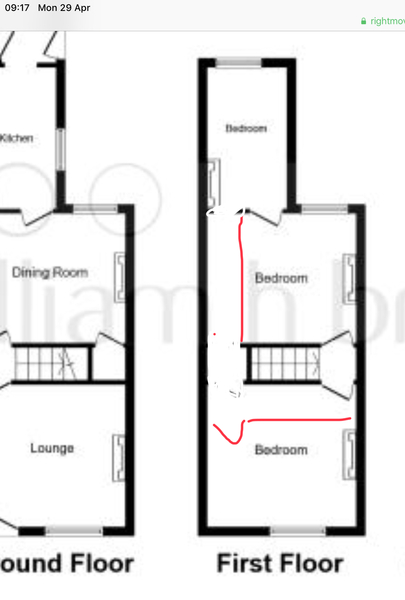 Third bedroom off the second