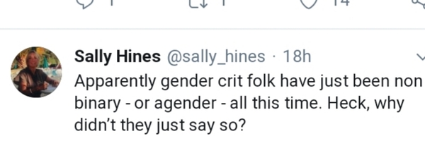 Update: identifying as non-binary for work award