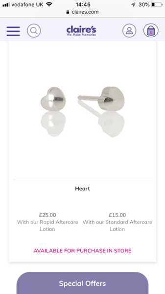 Has anyone's child had their ears pierced at Claire's recently?