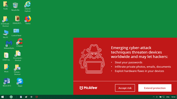 McAfee threating with viruses 45 days before my account expires!