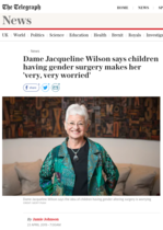 Jacqueline Wilson "very worried" about gender surgery and hormones for children