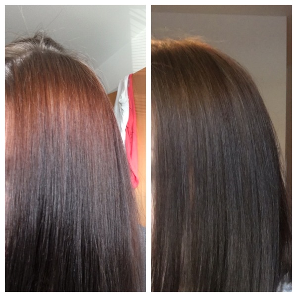 Brunette colour now has red roots! Pic attached