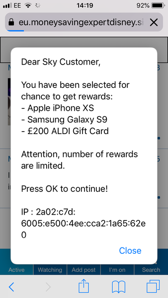 That advertising scam pop up is back!