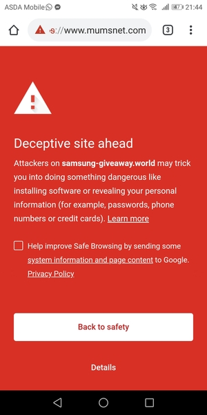Red warning flashing up