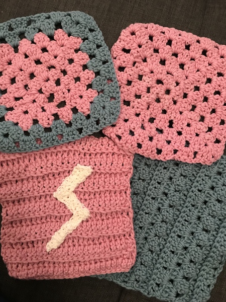 Woolly Hugs. A Blanket for SanJunipero and her son, in memory of her wife and his mum. Join us to make something very beautiful for them.  All help warmly received.