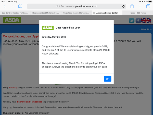 Annoying pop ups happening again