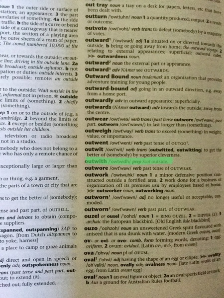 The word ‘outwith’