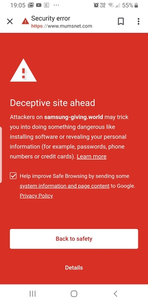 Red warning flashing up