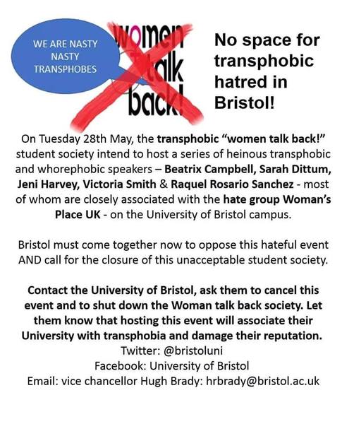 Bristol Uni  - TRAs trying to shut down a student society meeting