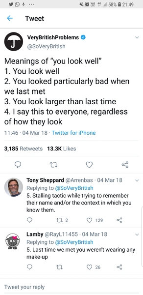 To getting annoyed when people say ‘you look well’