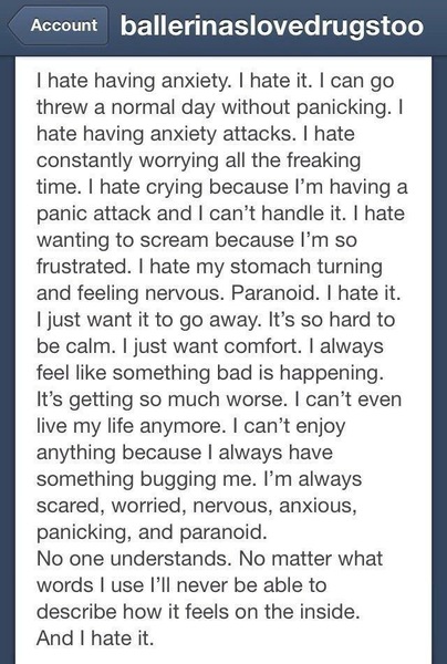 To not understand anxiety!
