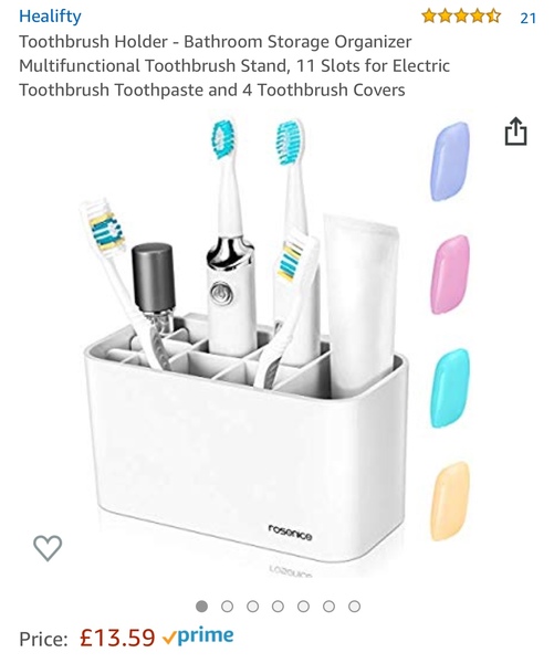 Looking for holder for 4 electric toothbrushes in bathroom, freestanding and solid?