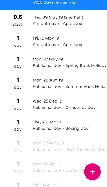 Annual leave starting part way through the year
