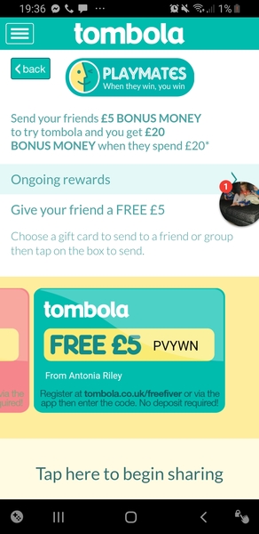 Tombola free £5 codes