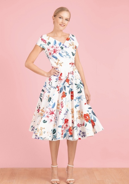 Elegant but flattering dress for a wedding guest?