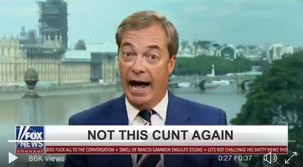 To wish Nigel Farage would fuck off to the far side of fuck