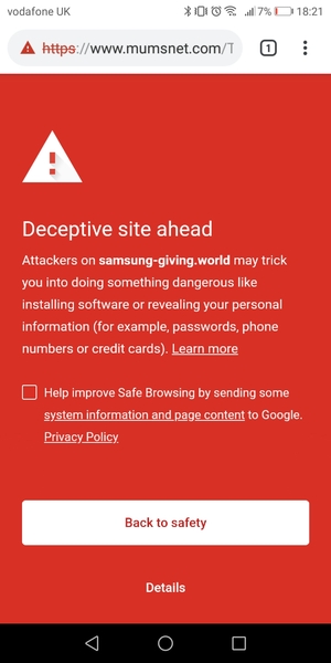 Red warning flashing up