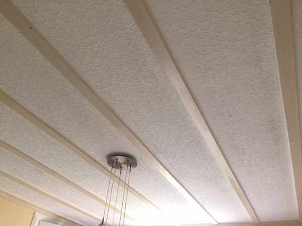 Which colour for ceiling beams in a darkish room