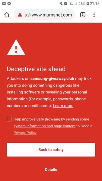 Red warning flashing up