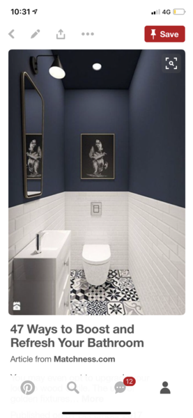 Dark Navy Bathroom. Would it be mad?