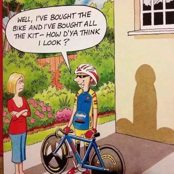 I’m embarrassed at DP in his cycling Lycra
