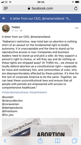 Abortion doesn’t involve women- according to Thinx