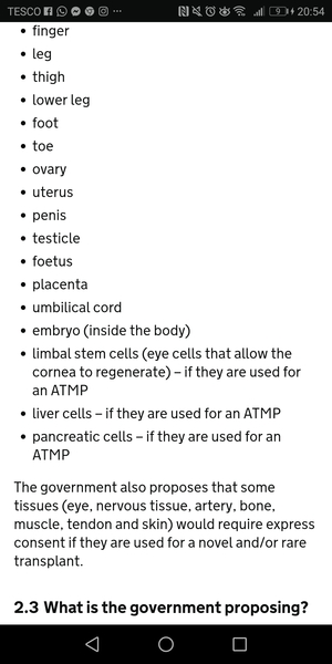Government consultation on "novel" transplants - have yet your say regarding which body parts should be included in the "opt-out" law.