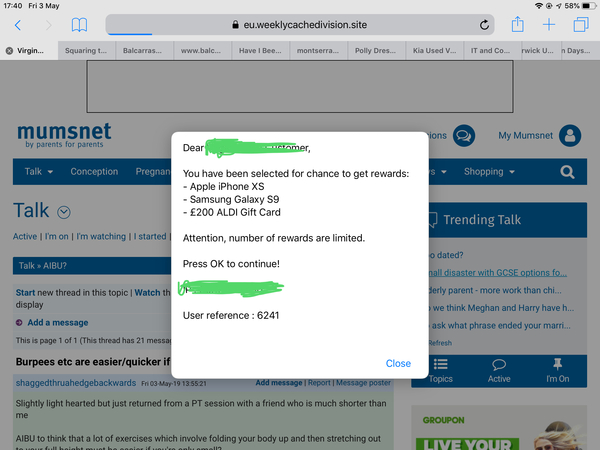 That advertising scam pop up is back!