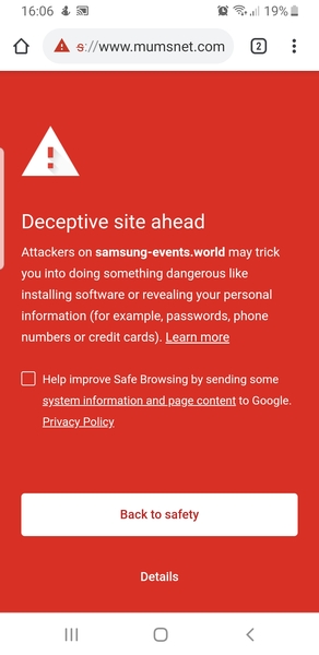 Red warning flashing up