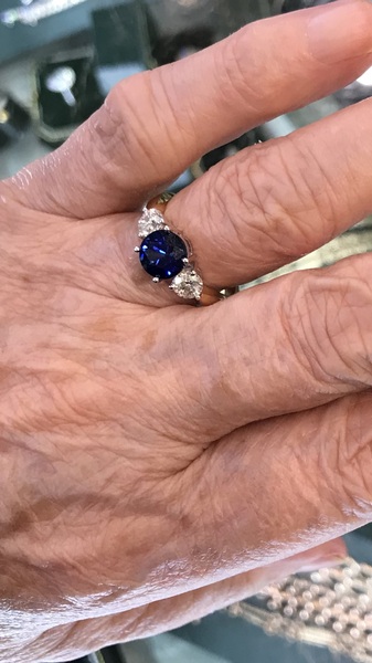 Coloured stone engagement ring