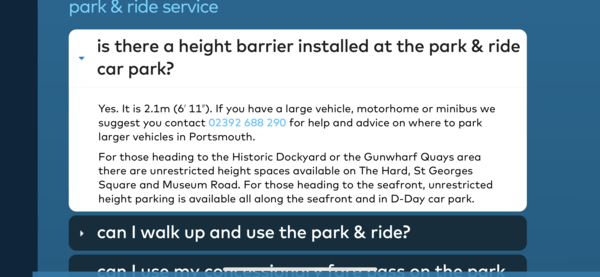 Bus route to Portsmouth with motorhome parking