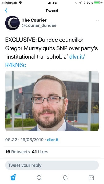 Gregor Murray, Dundee Councillor and Misogynist quits the SNP