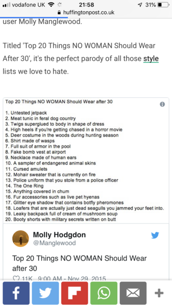 Mid 30s - what are items are definitely no longer suitable?