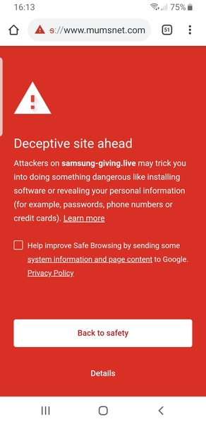 Red warning flashing up