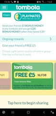 Tombola free £5 codes
