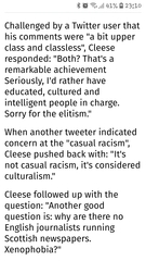 To be deeply disappointed in John Cleese