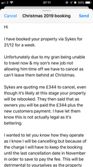 Sykes Cottages Cancellation