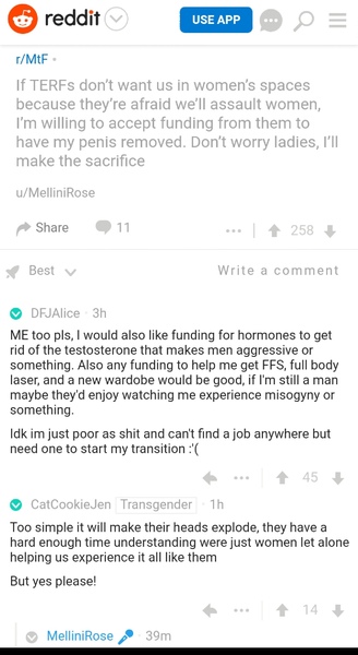 The sheer entitlement of the TRA movement...