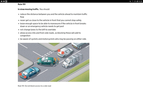 To leave side roads clear in queuing traffic