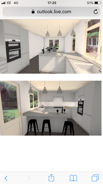 Kitchen plans - breakfast bar next to door does this look ok?